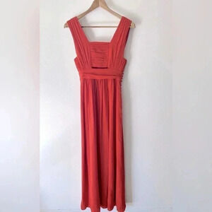 Hoss Intropia 100% Silk Sleeveless Red Maxi Dress Size 2